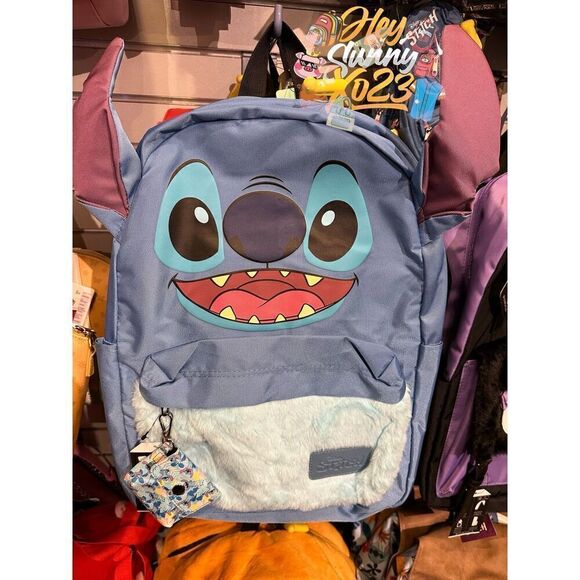 Disney Stitch Fuzzy Figural Backpack - Picture 1 of 7